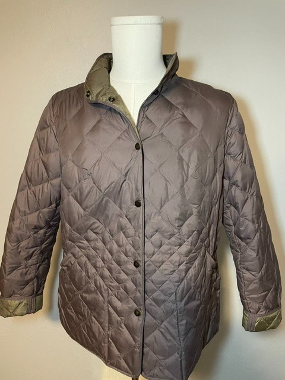 Eddie Bauer Lightweight Down Jacket Quilted Taupe Brown Plus Size 1X Women's